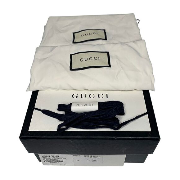 Gucci Falacer Patent Leather Sneakers 38 White Red Blue Bee Crystal Low Top - Picture 8 of 11